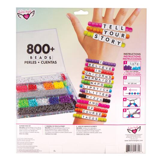 Includes 500 Fashion Angels Tell Your Story Neon Bead Case 12517 Bracelet Making Kit Beads,Multi